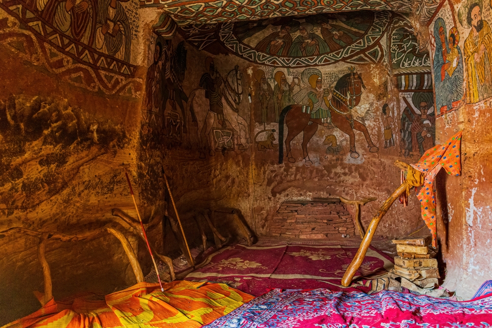 HAWZEN, ETHIOPIA - JAN 26, 2024: The Abuna Yemata Guh church in Hawzen, Tigray, Ethiopia